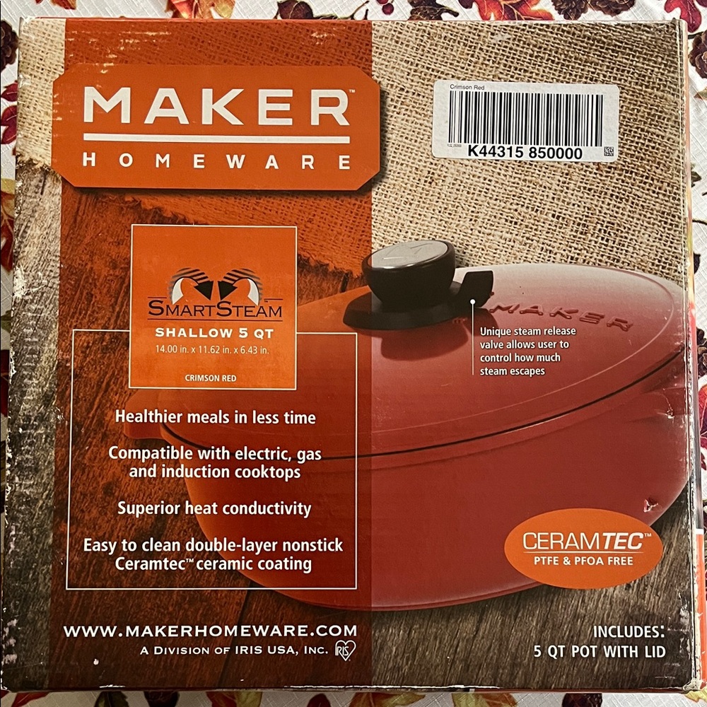 Maker Homerware 5 Qt Shallow Pot - Crimson Red